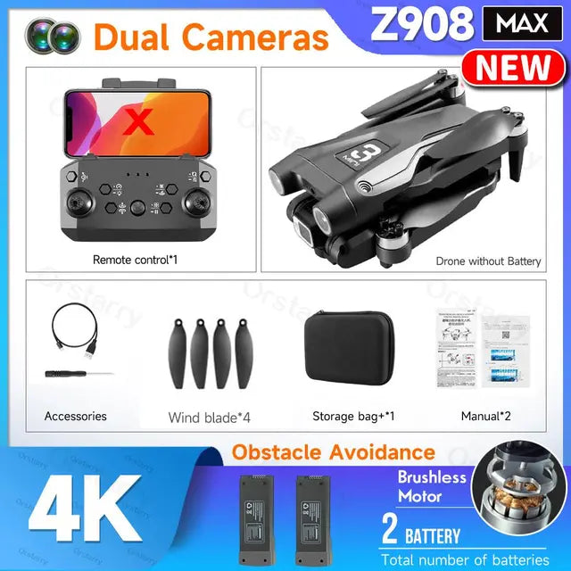 Z908 Pro / MAX Drone Professional 4K HD Camera Mini Dron Optical Flow Localization 3sided Obstacle Avoidance Quadcopter