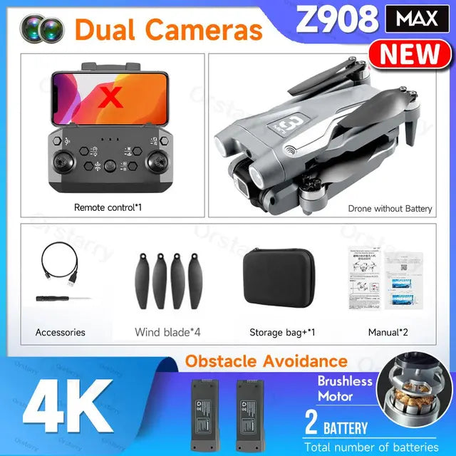 Z908 Pro / MAX Drone Professional 4K HD Camera Mini Dron Optical Flow Localization 3sided Obstacle Avoidance Quadcopter