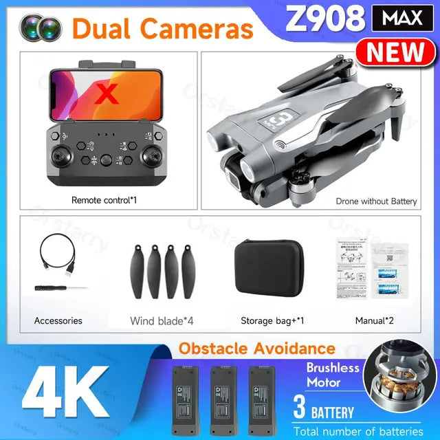 Z908 Pro / MAX Drone Professional 4K HD Camera Mini Dron Optical Flow Localization 3sided Obstacle Avoidance Quadcopter