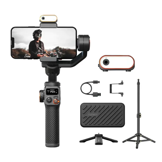 Hohem iSteady M6 Kit Handheld Gimbal Stabilizer Selfie Tripod for Smartphone with AI Magnetic Fill Light Full Color Video Lights