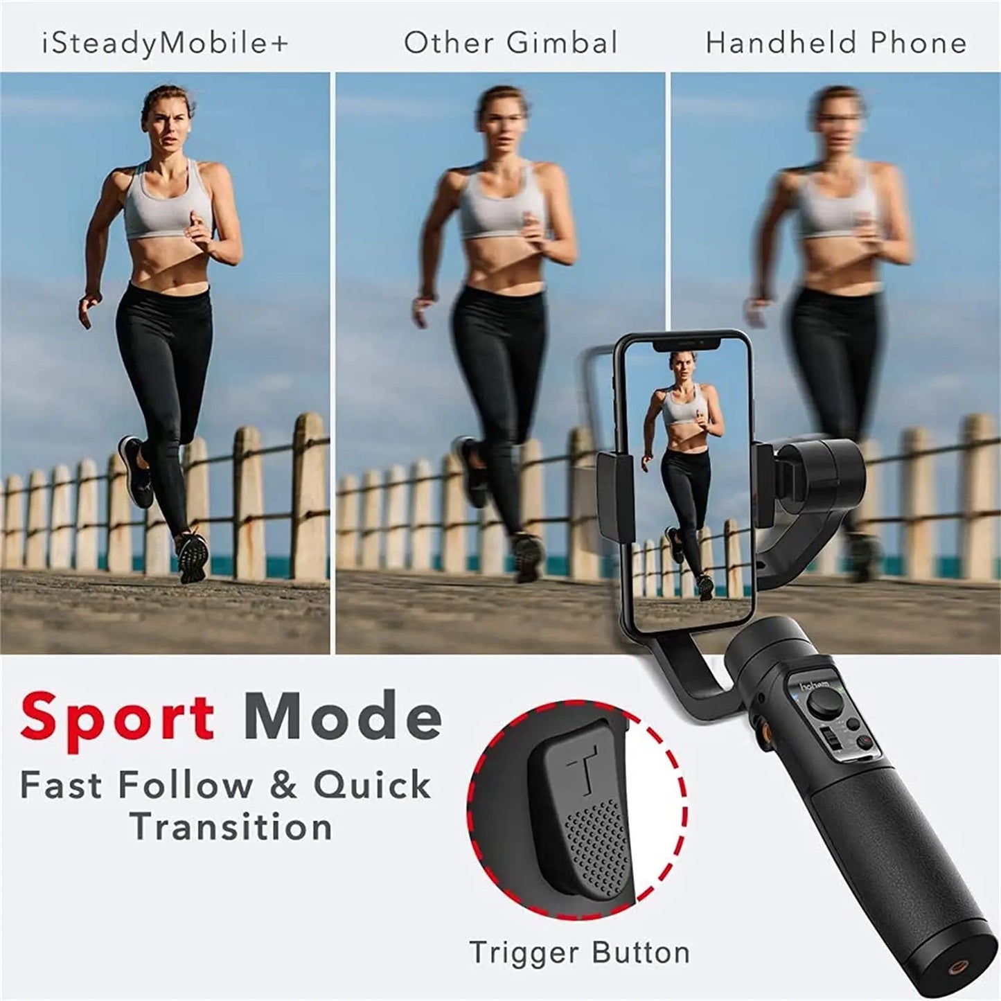 Hohem Handheld Gimbal 3-Axis Stabilizer iSteady Mobile Plus Phone Selfie Stick Tripod for iPhone 15 14 13 Pro/Max